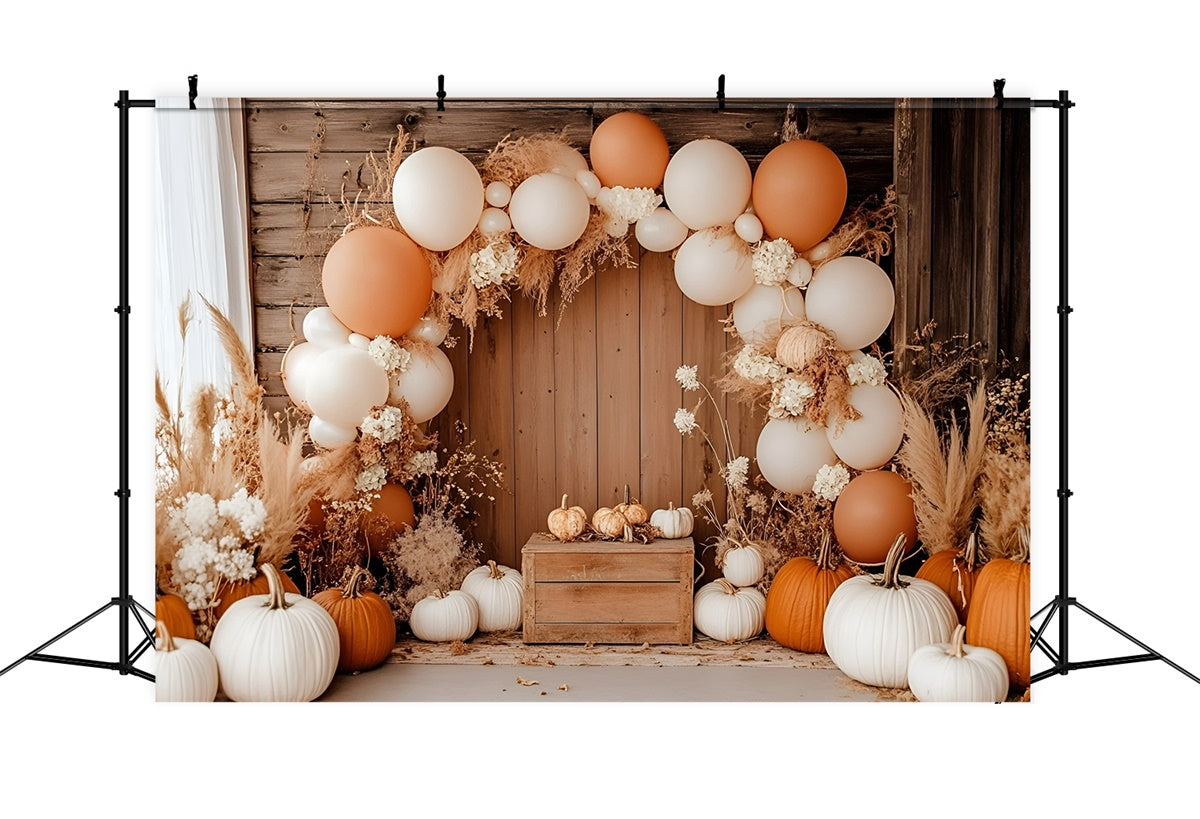Boho Photo Backdrop Pumpkin Balloon Arch Autumn Backdrop GQ57-99