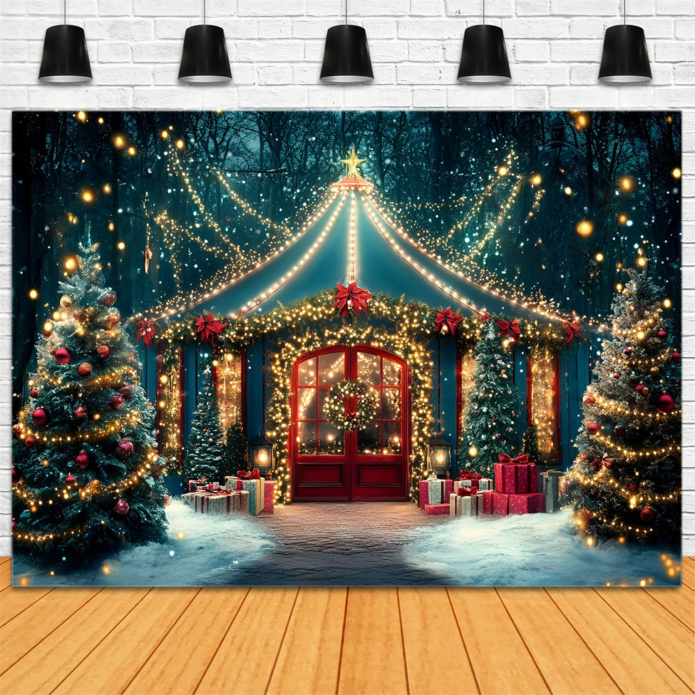 Christmas Backdrops Sale Enchanted Christmas Pavilion Lights Christmas Photo Backdrop GQ58-11