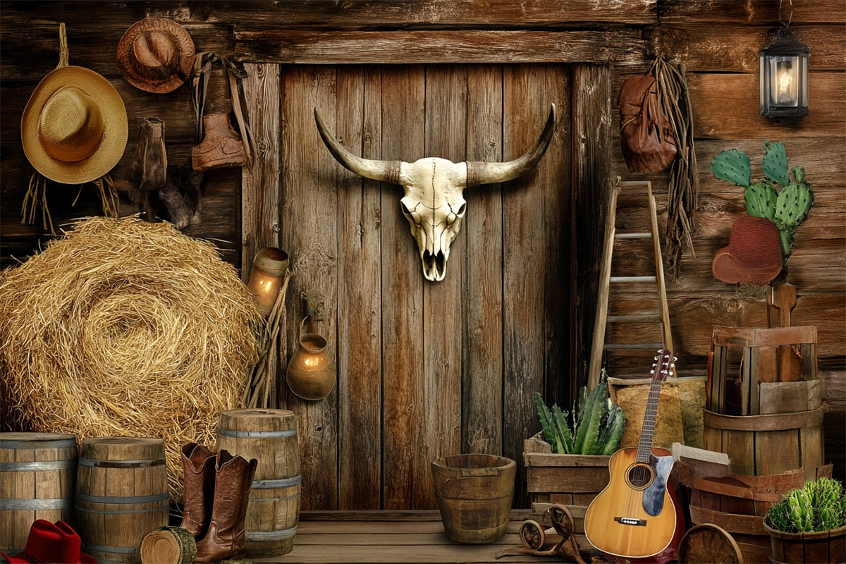 Western Backdrop Rustic Barn Door Cowboy Decor Vintage Backdrops For Photography GQ58-116