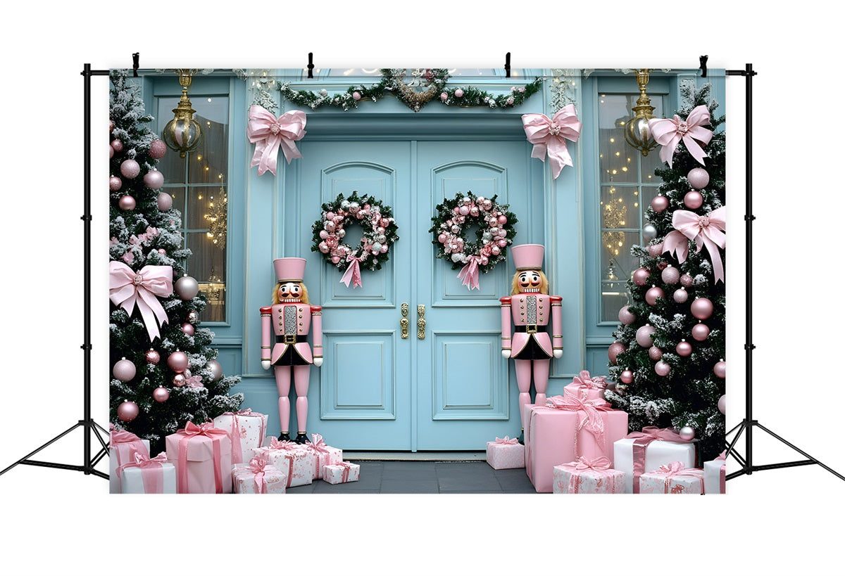 Nutcracker Backdrop Pink Nutcracker Soldiers Doorway Christmas Backdrops for Photography GQ58-24