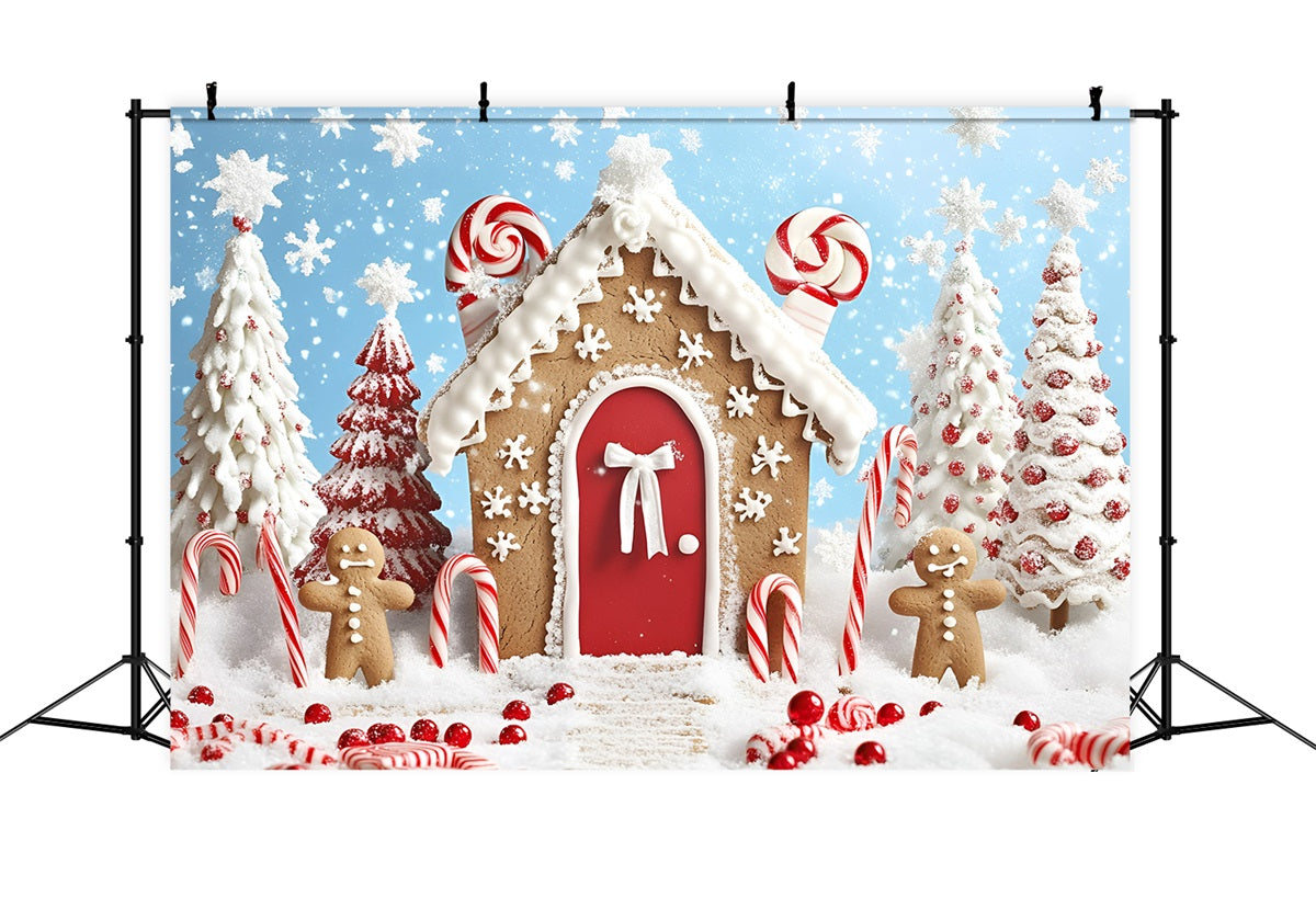 Gingerbread House Backdrop Candy Cane Gingerbread House Christmas Backdrops GQ58-7