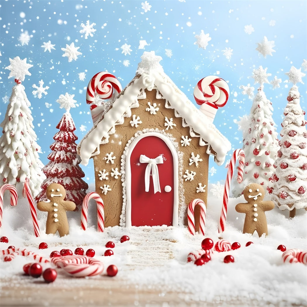 Gingerbread House Backdrop Candy Cane Gingerbread House Christmas Backdrops GQ58-7
