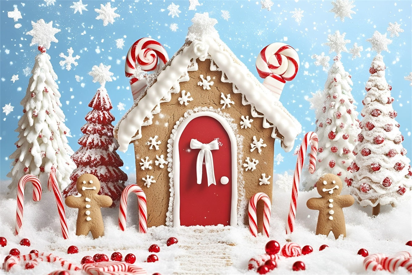 Gingerbread House Backdrop Candy Cane Gingerbread House Christmas Backdrops GQ58-7