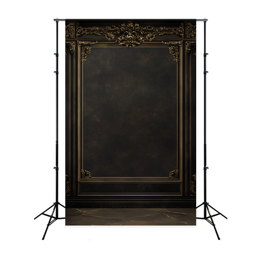 Dark Backdrop Ornate Baroque Gold Frame on Dark Wall Portrait Studio Backdrop GQ58-70