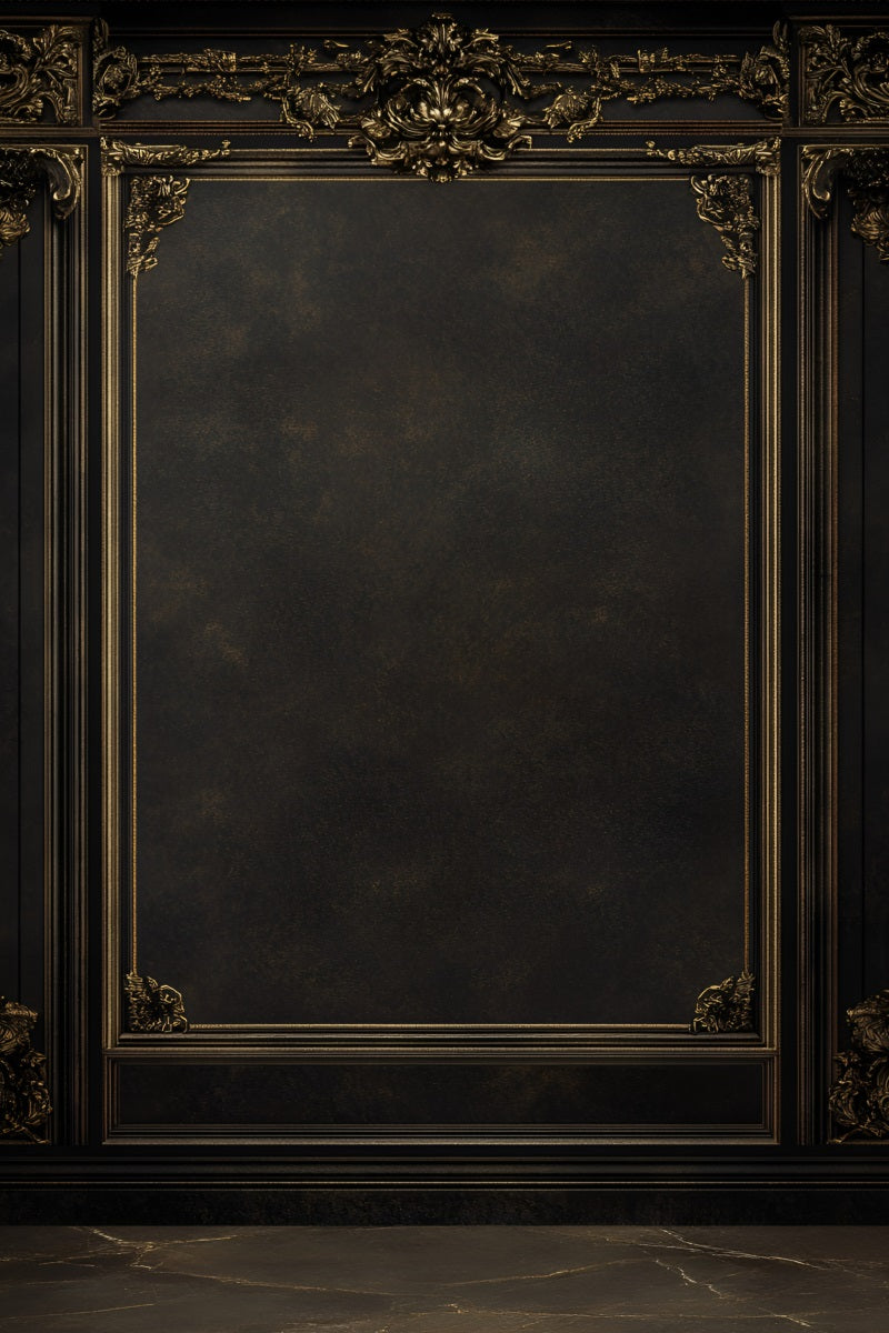 Dark Backdrop Ornate Baroque Gold Frame on Dark Wall Portrait Studio Backdrop GQ58-70