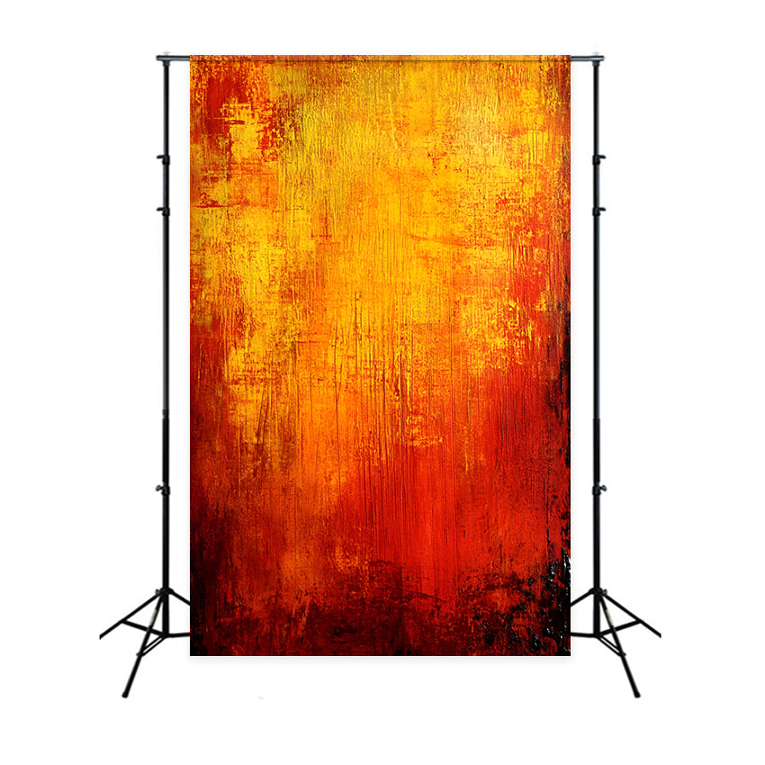 Orange Backdrop Bold Abstract Red and Yellow Brushstrokes Photography Portrait Background GQ58-79