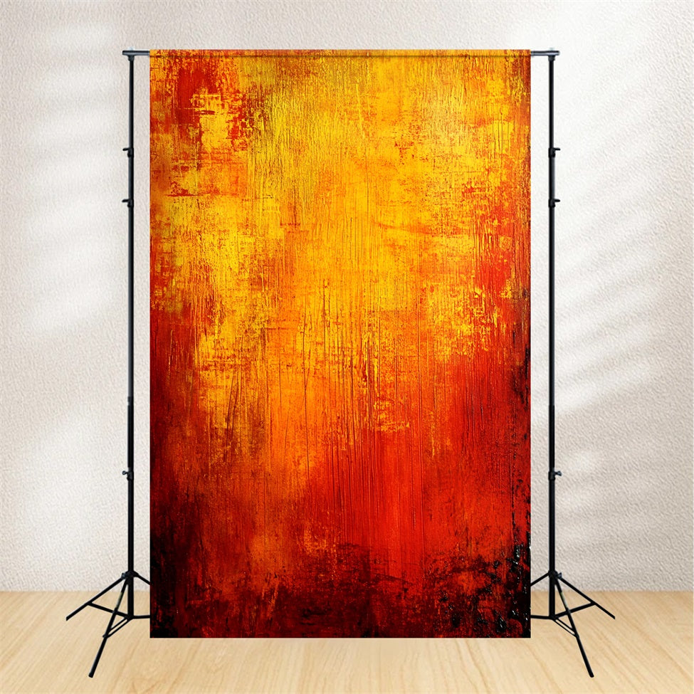 Orange Backdrop Bold Abstract Red and Yellow Brushstrokes Photography Portrait Background GQ58-79