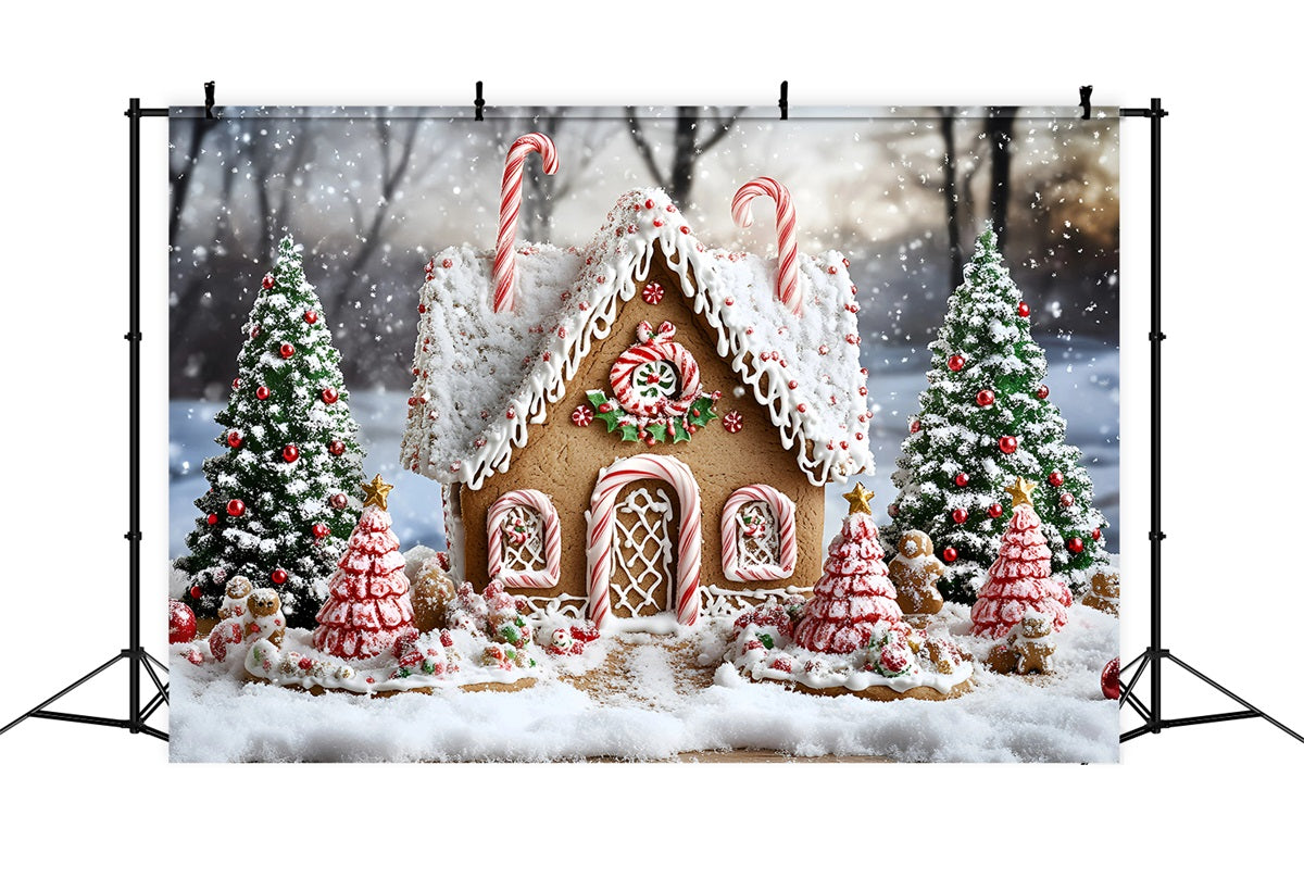 Gingerbread House Backdrop Peppermint Roof Cozy Cottage Christmas Backdrop GQ58-8