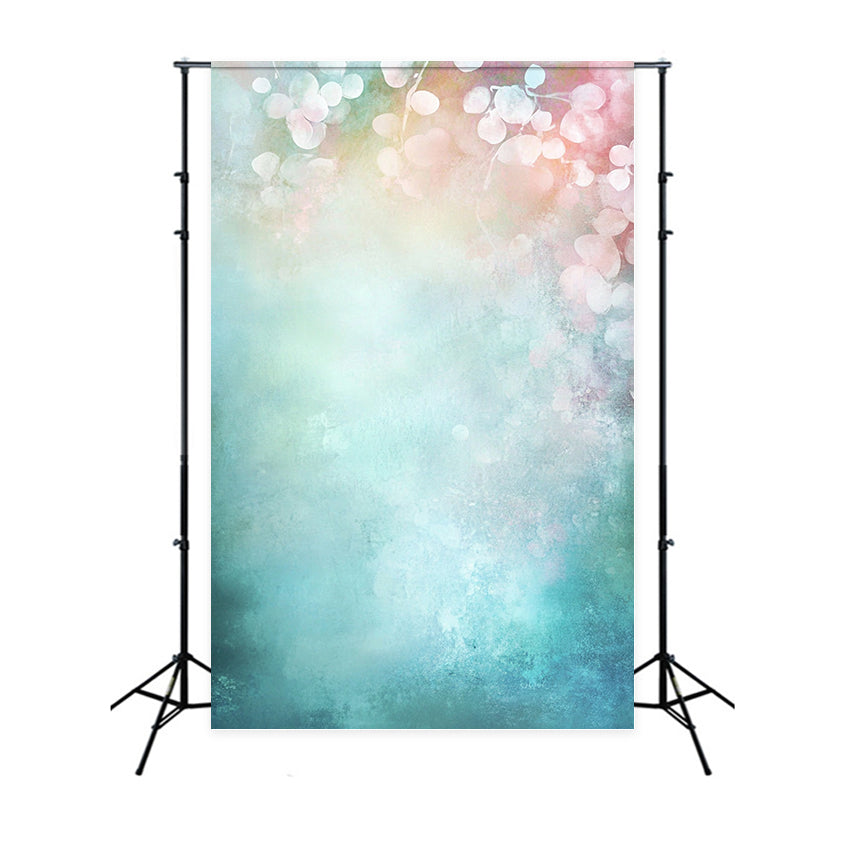 Watercolor Backdrop Dreamy Aqua and Pink Floral Blur Portrait Photo Backdrop GQ58-97