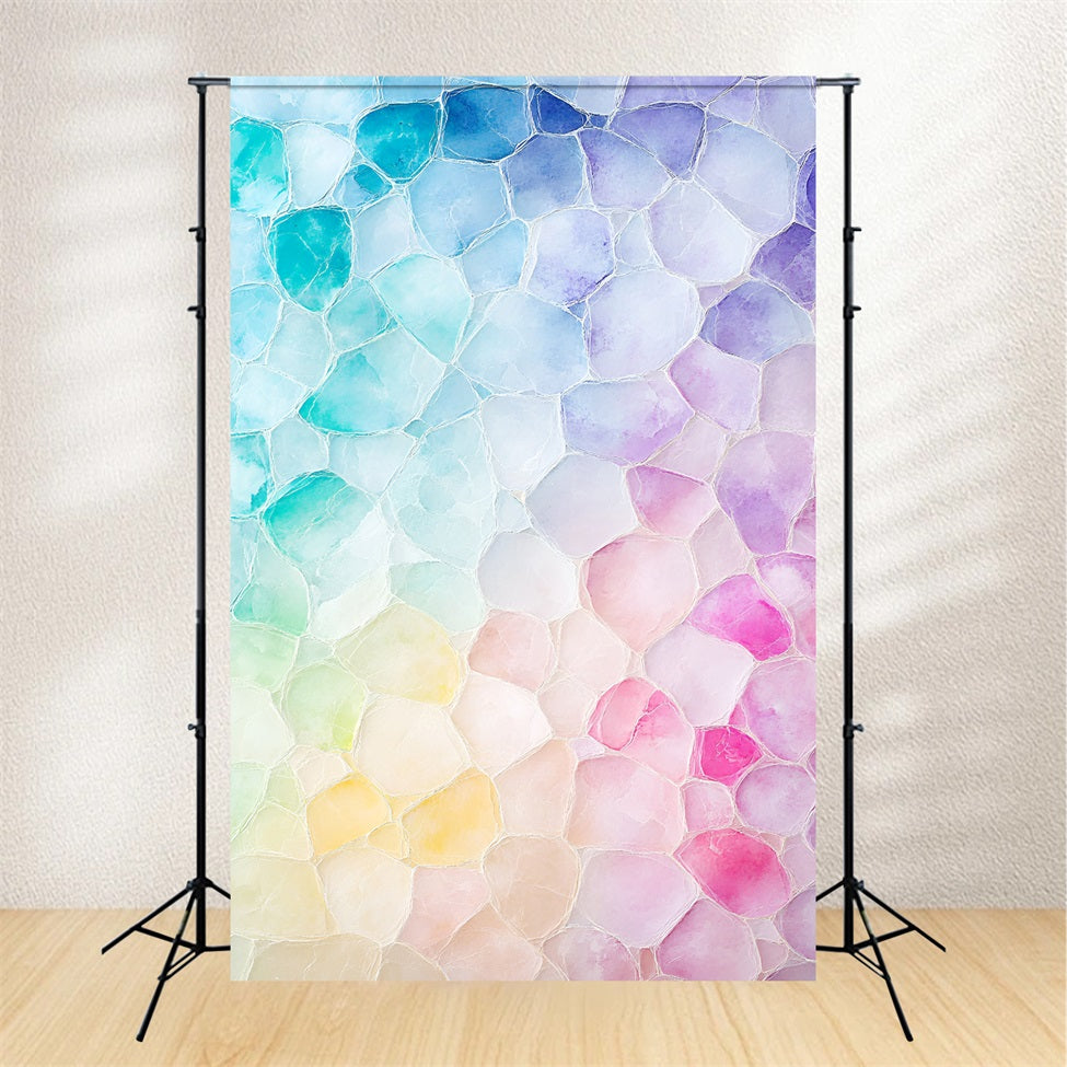 Watercolor Backdrop Pastel Mosaic Glass Stone Pattern Portrait Photography Background GQ58-99