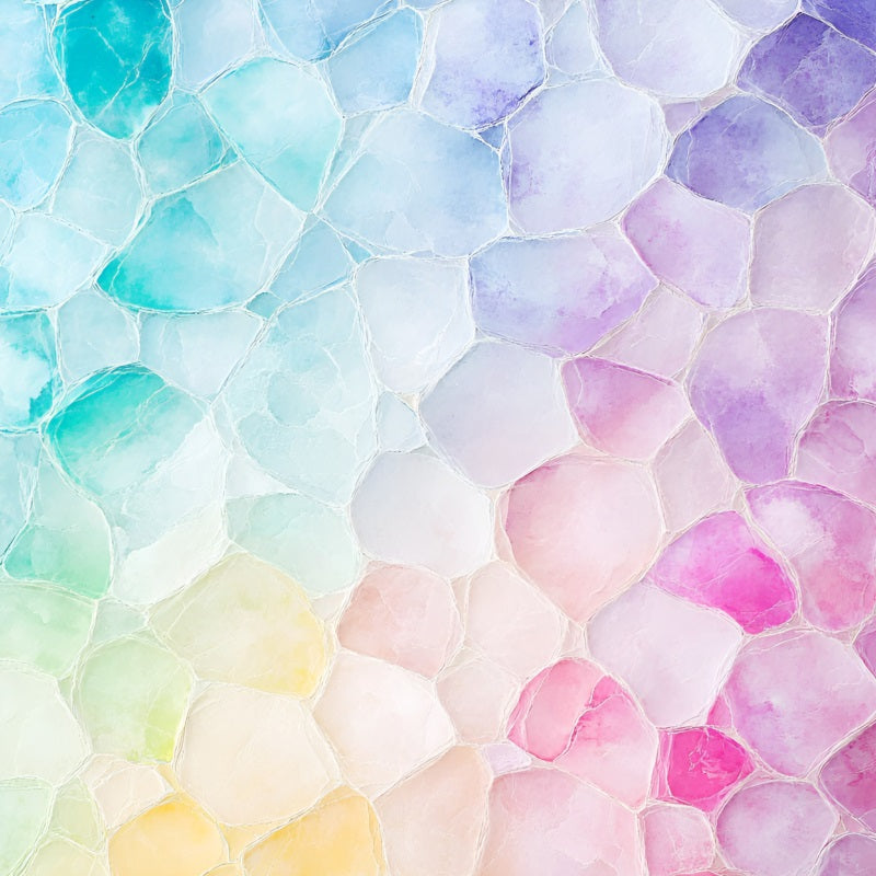 Watercolor Backdrop Pastel Mosaic Glass Stone Pattern Portrait Photography Background GQ58-99