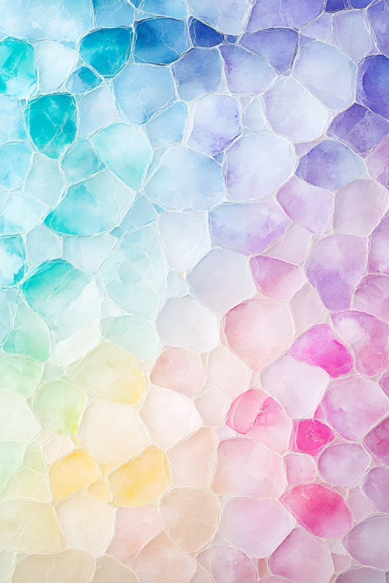Watercolor Backdrop Pastel Mosaic Glass Stone Pattern Portrait Photography Background GQ58-99