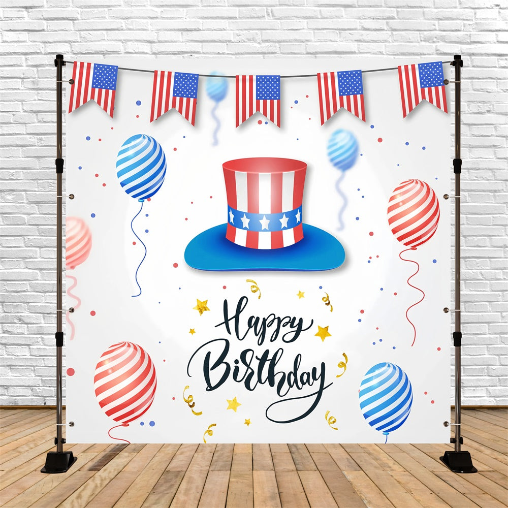 Birthday Backdrops Striped Balloons Cheer 4th of July Backdrop GQ6-100