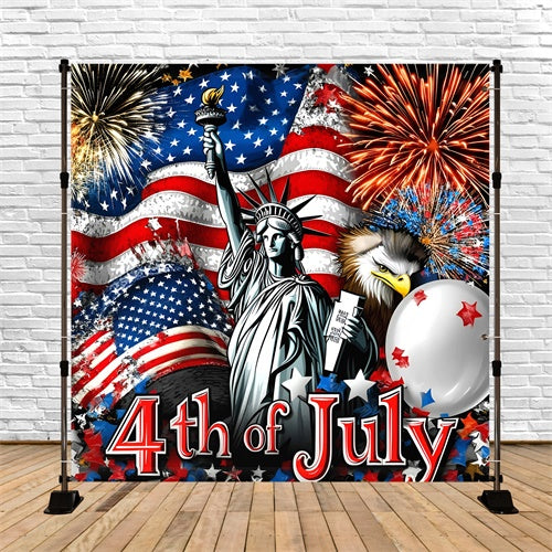 4th of July Firework Backdrop Statue Liberty Glory Backdrop GQ6-102