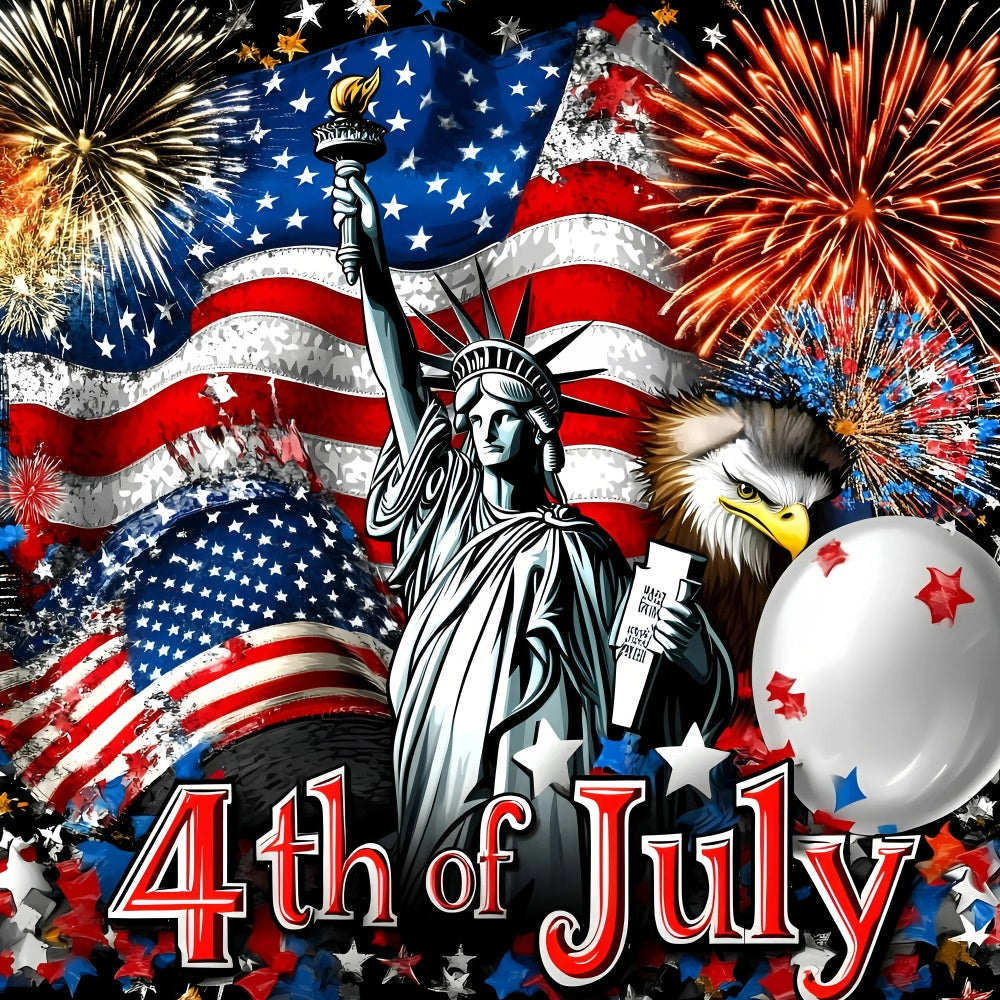 4th of July Firework Backdrop Statue Liberty Glory Backdrop GQ6-102