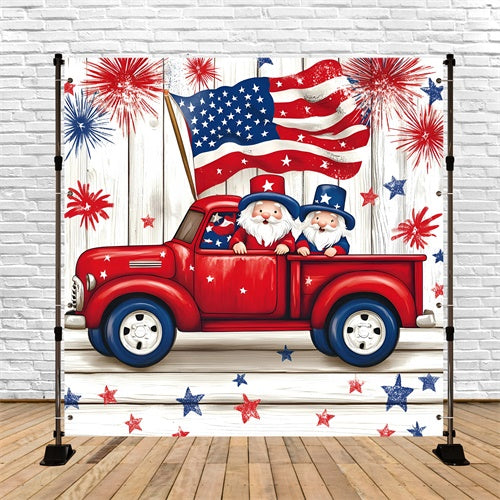 American Flag Photo Backdrop Red Truck Liberty Backdrop GQ6-107