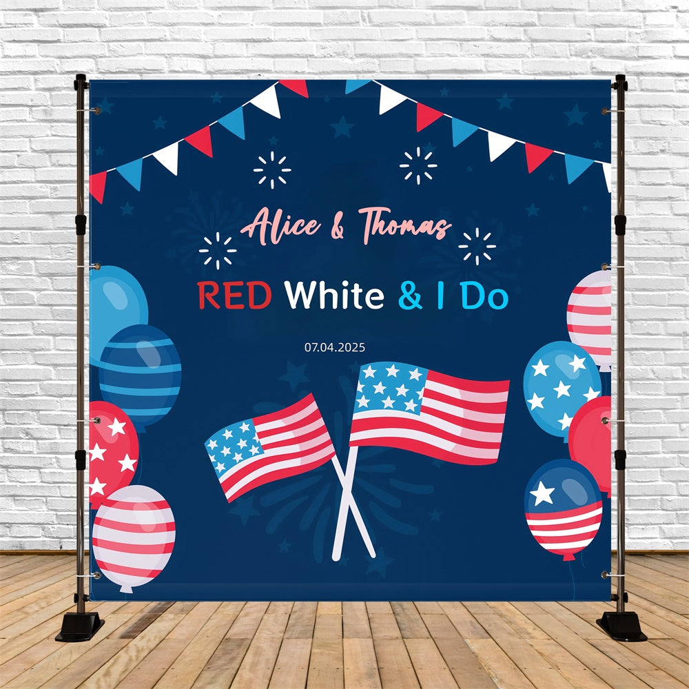 Independence Day Backdrops Patriotic Personalized Wedding Backdrop GQ6-113