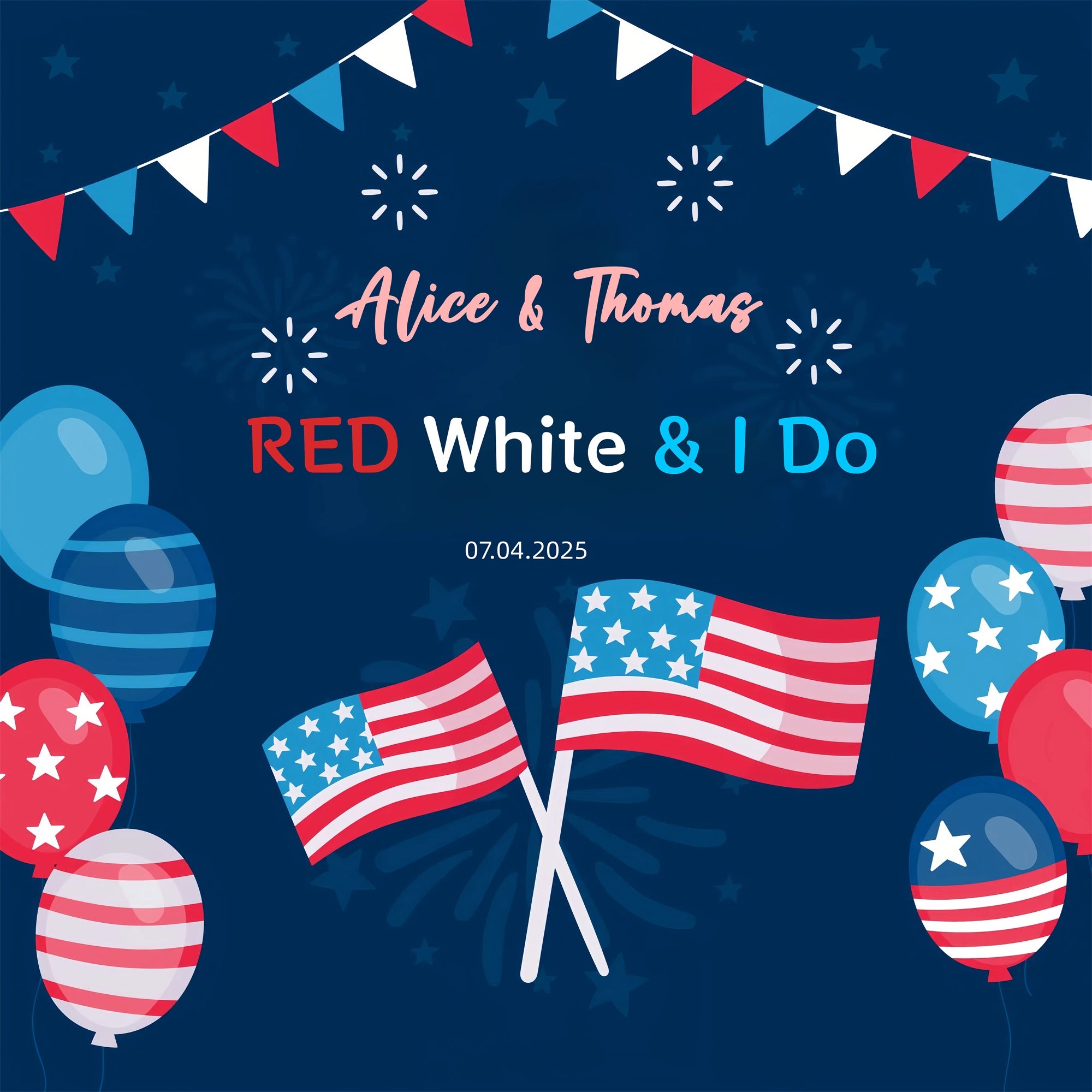 Independence Day Backdrops Patriotic Personalized Wedding Backdrop GQ6-113