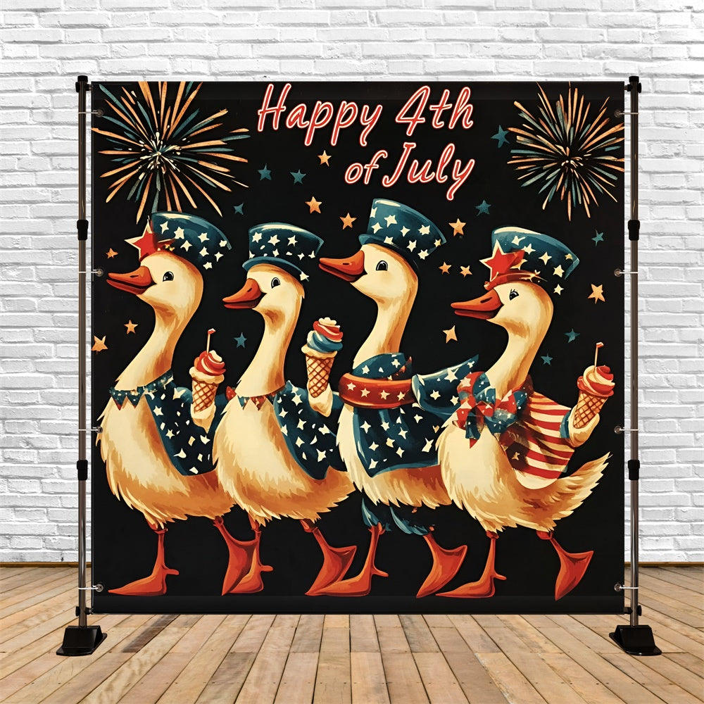 4th of July Fireworks Backdrop Patriotic Duck Parade Backdrop GQ6-114