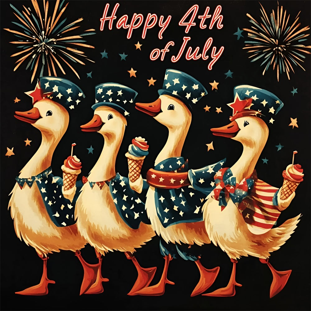 4th of July Fireworks Backdrop Patriotic Duck Parade Backdrop GQ6-114