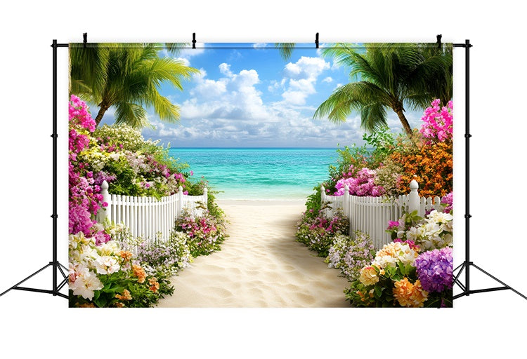 Beach Photo Backdrop Beach Entry Flower Summer Photo Backdrop GQ6-12