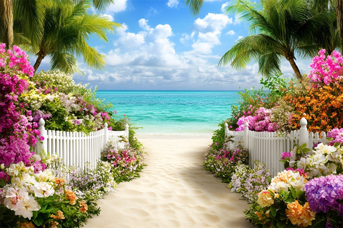 Beach Photo Backdrop Beach Entry Flower Summer Photo Backdrop GQ6-12