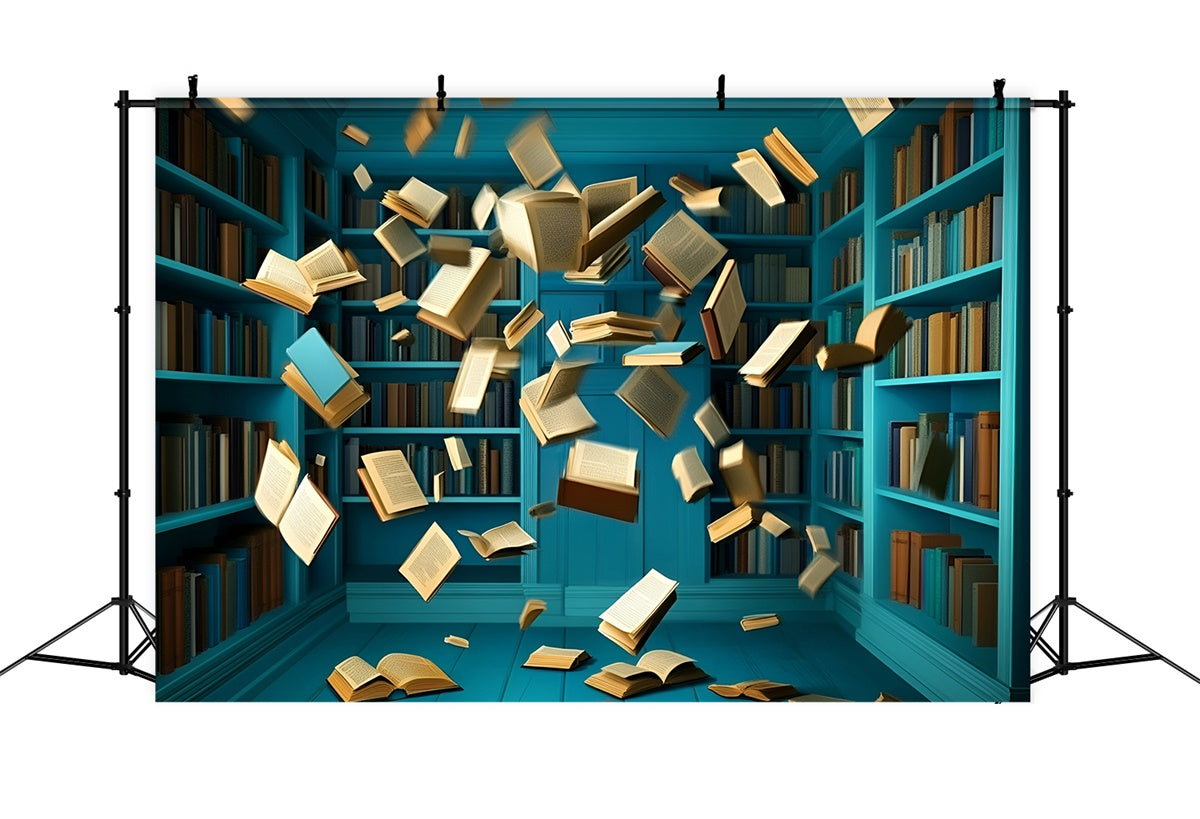 School Picture Backdrop Bookstorm Blue Room Backdrop GQ6-133