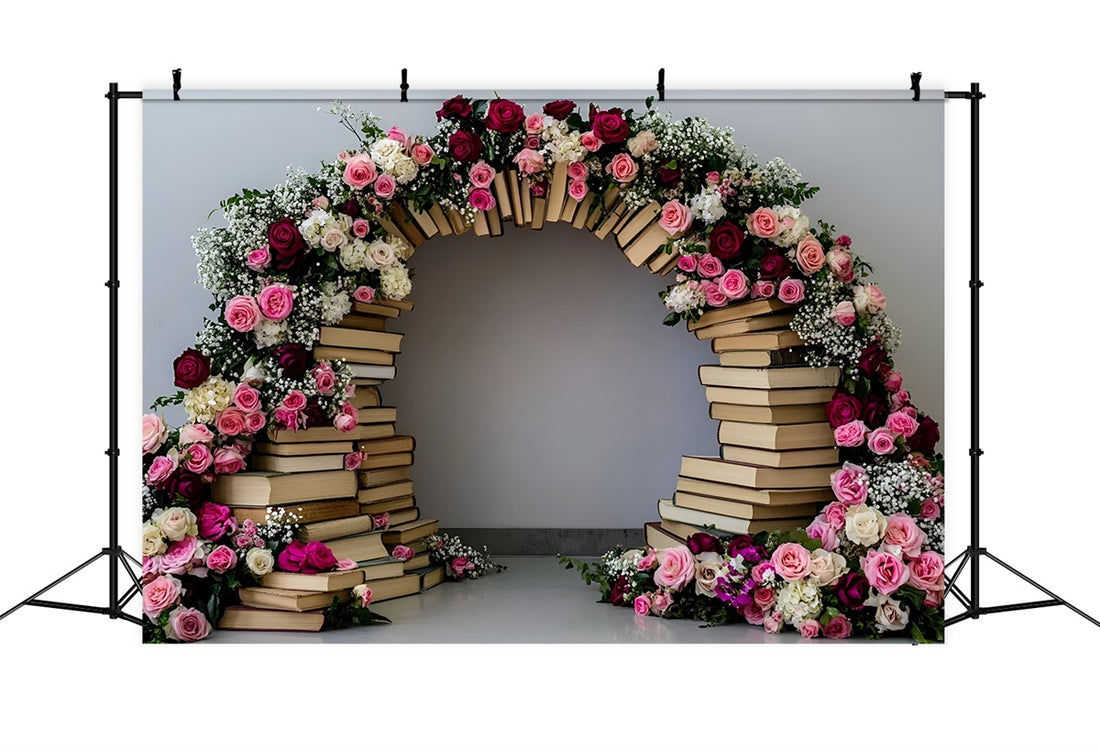 Back Drop Book Back To School Photo Backdrop Book Blooms Archway Backdrop GQ6-155