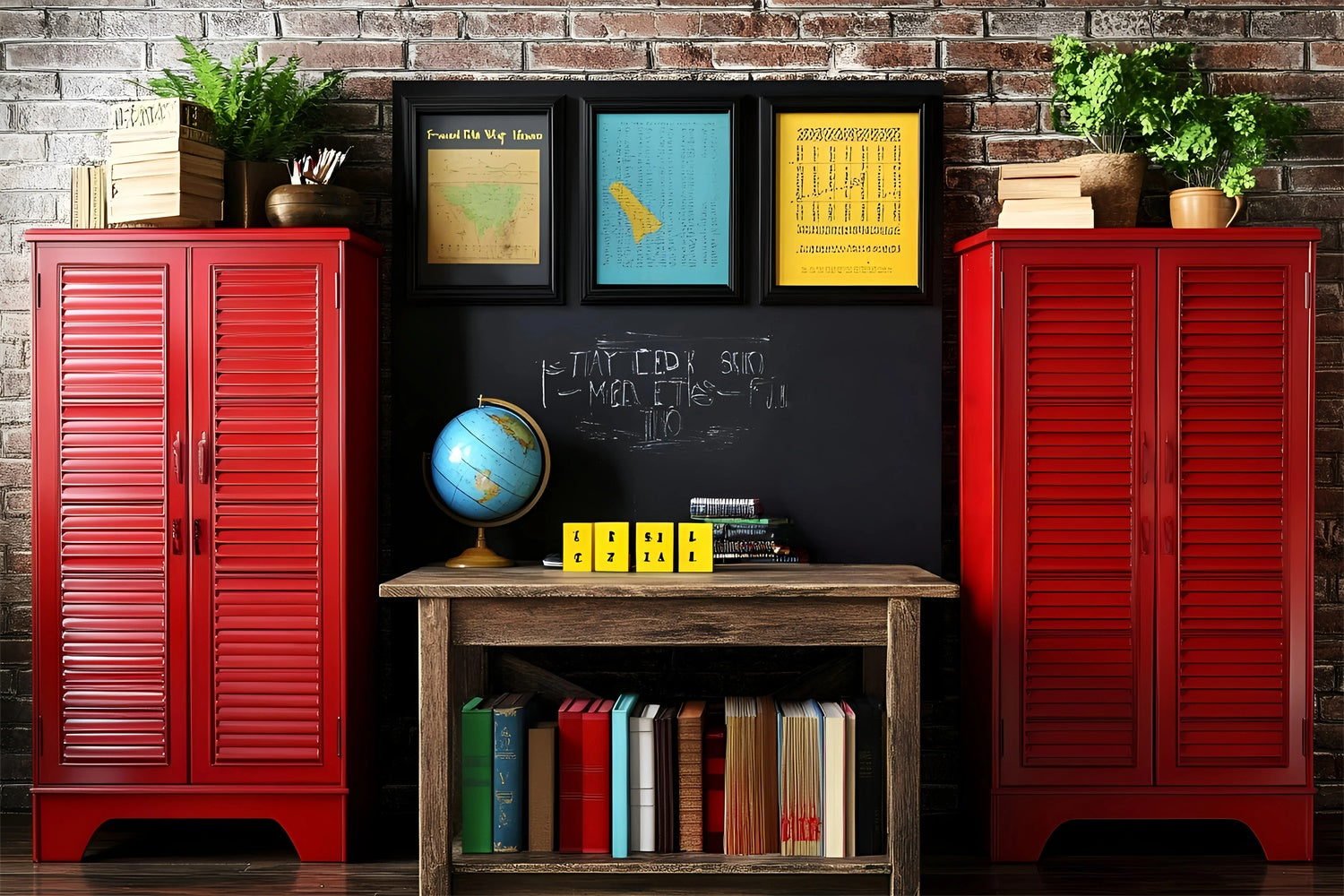 School Picture Backdrop Vintage School Locker Backdrop GQ6-168