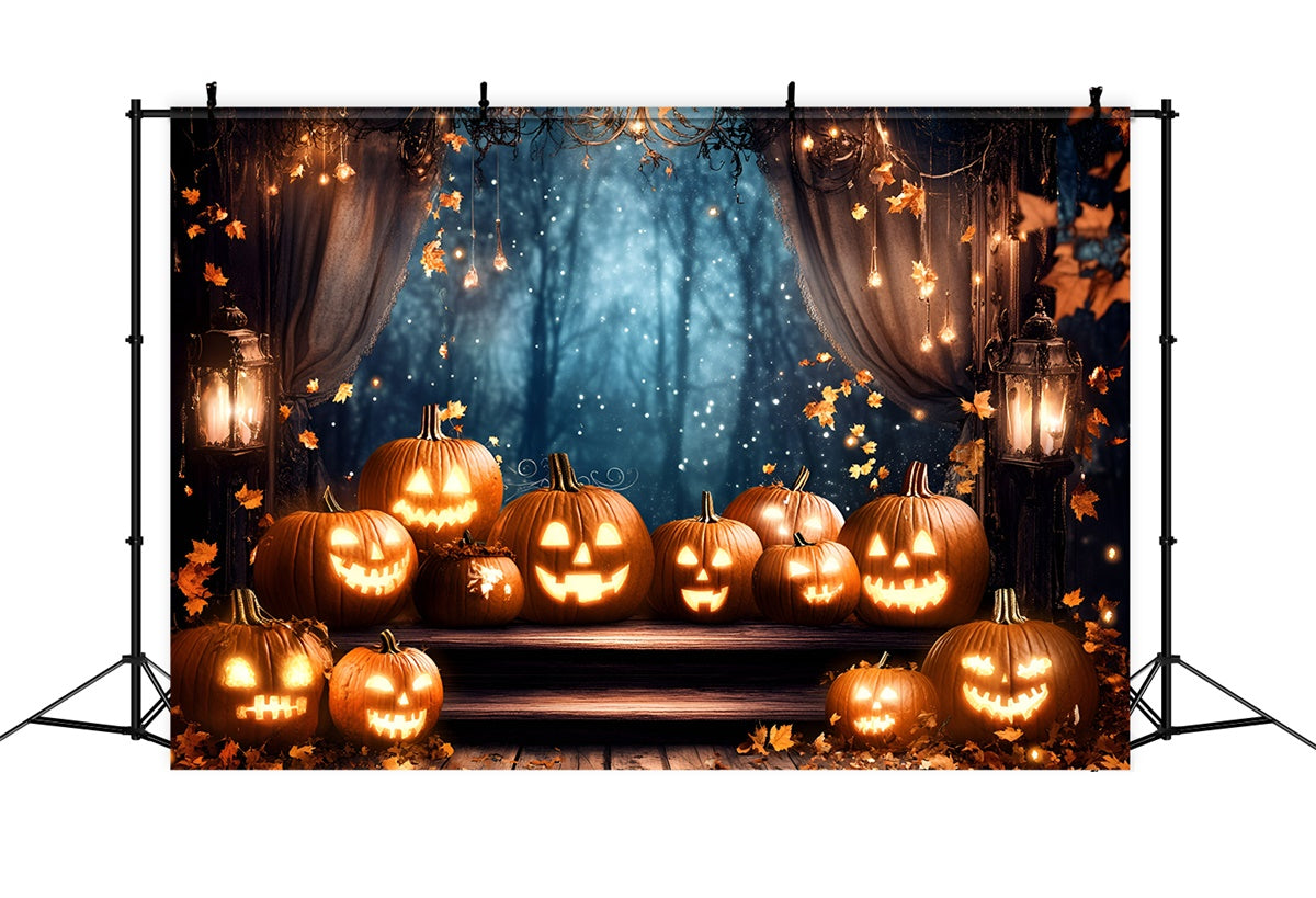 Halloween Picture Backdrop Twinkling Pumpkin Curtain Backdrop GQ6-184