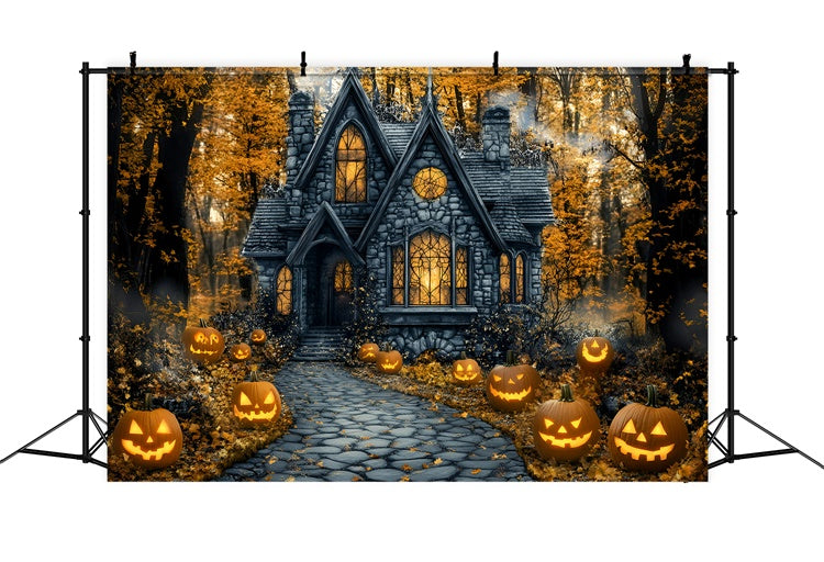 Photography Halloween Backdrop Spooky Pathway Pumpkin Backdrop GQ6-187