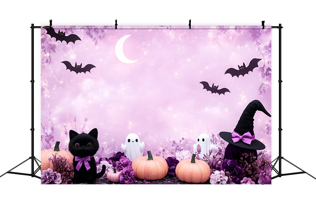 Halloween Photo Backdrop Crescent Moon Bat Flight Backdrop GQ6-189