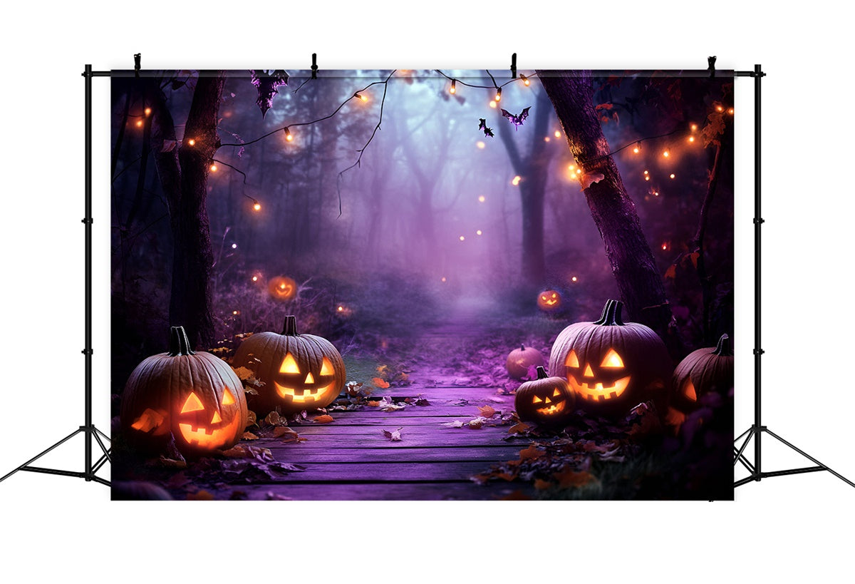 Halloween Backdrop Twilight Pumpkin Spooky Forest Backdrop GQ6-201