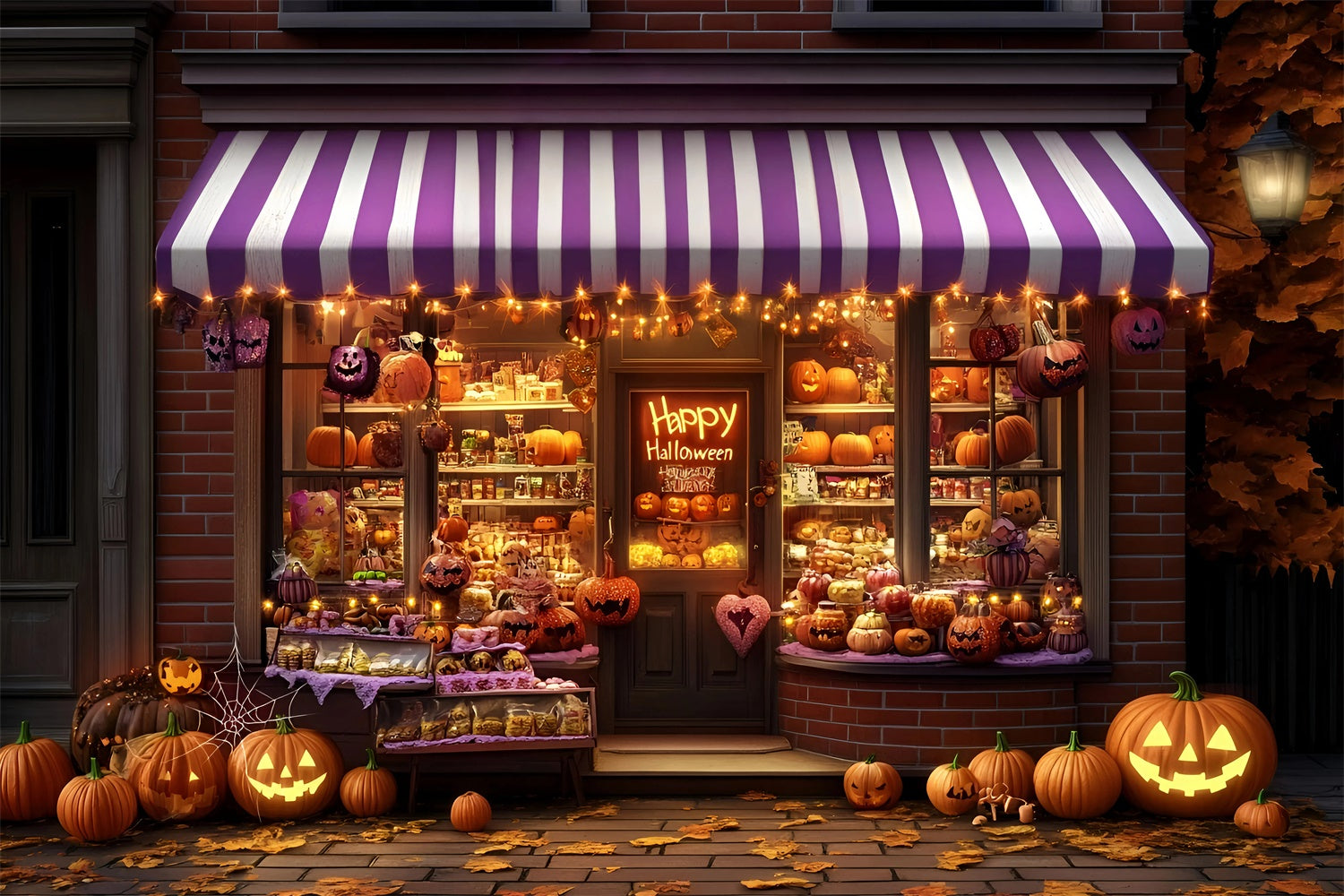 Photography Halloween Backdrop Spooky Pumpkin Window Backdrop GQ6-204
