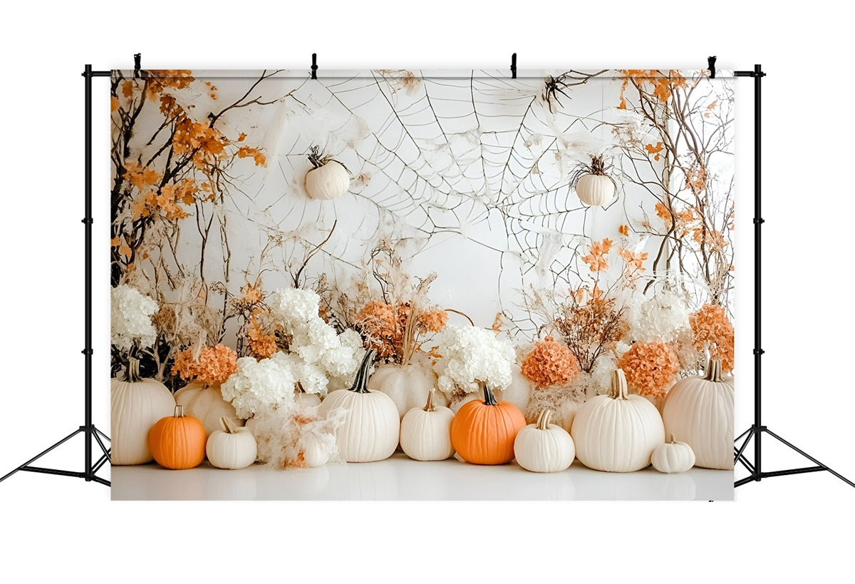 Halloween Wall Backdrop Elegant White Pumpkin Fall Backdrop GQ6-207
