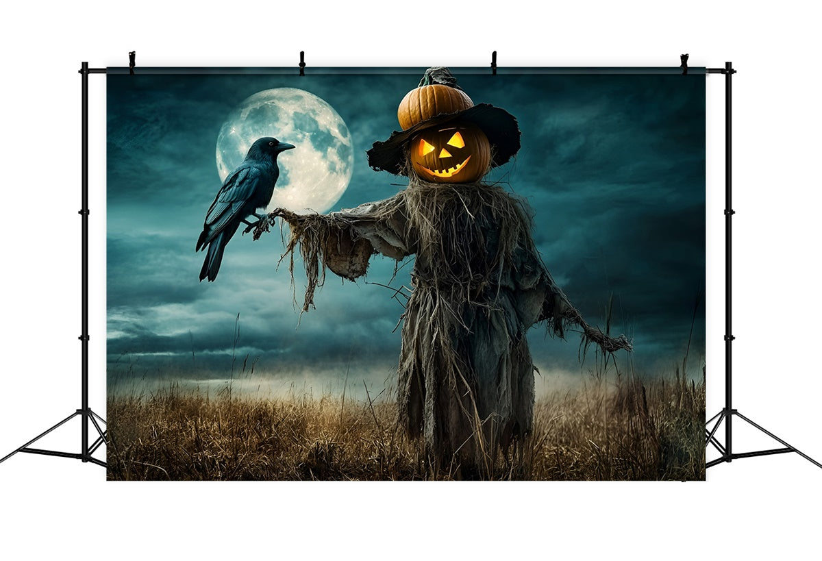Halloween Backdrop Haunted Pumpkin Scarecrow Field Backdrop GQ6-212