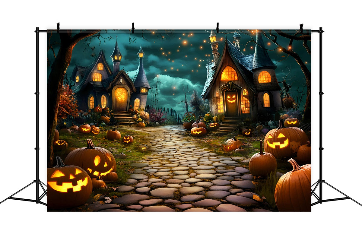 Halloween Photography Backdrop Spooky Village Glow Backdrop GQ6-213