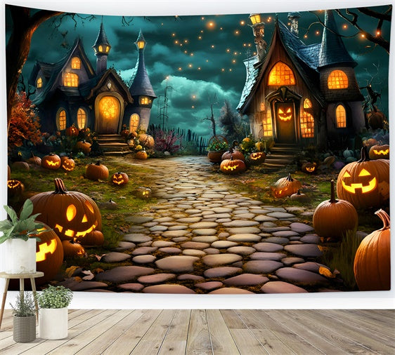 Halloween Photography Backdrop Spooky Village Glow Backdrop GQ6-213