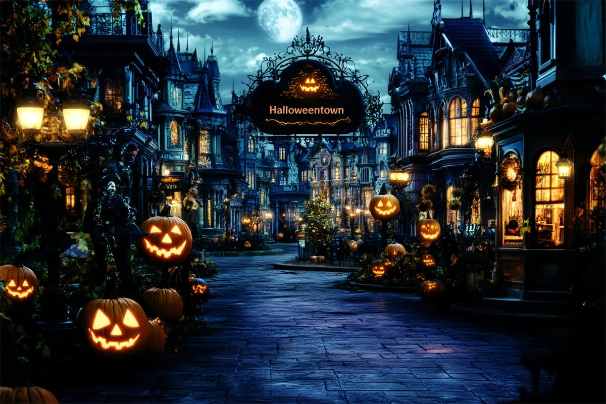 Halloween Backdrop Ideas Haunted Village Lantern Backdrop GQ6-222