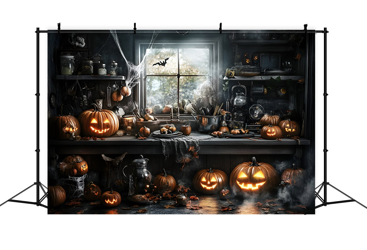 Halloween Picture Backdrop Wicked Kitchen Pumpkin Backdrop GQ6-225