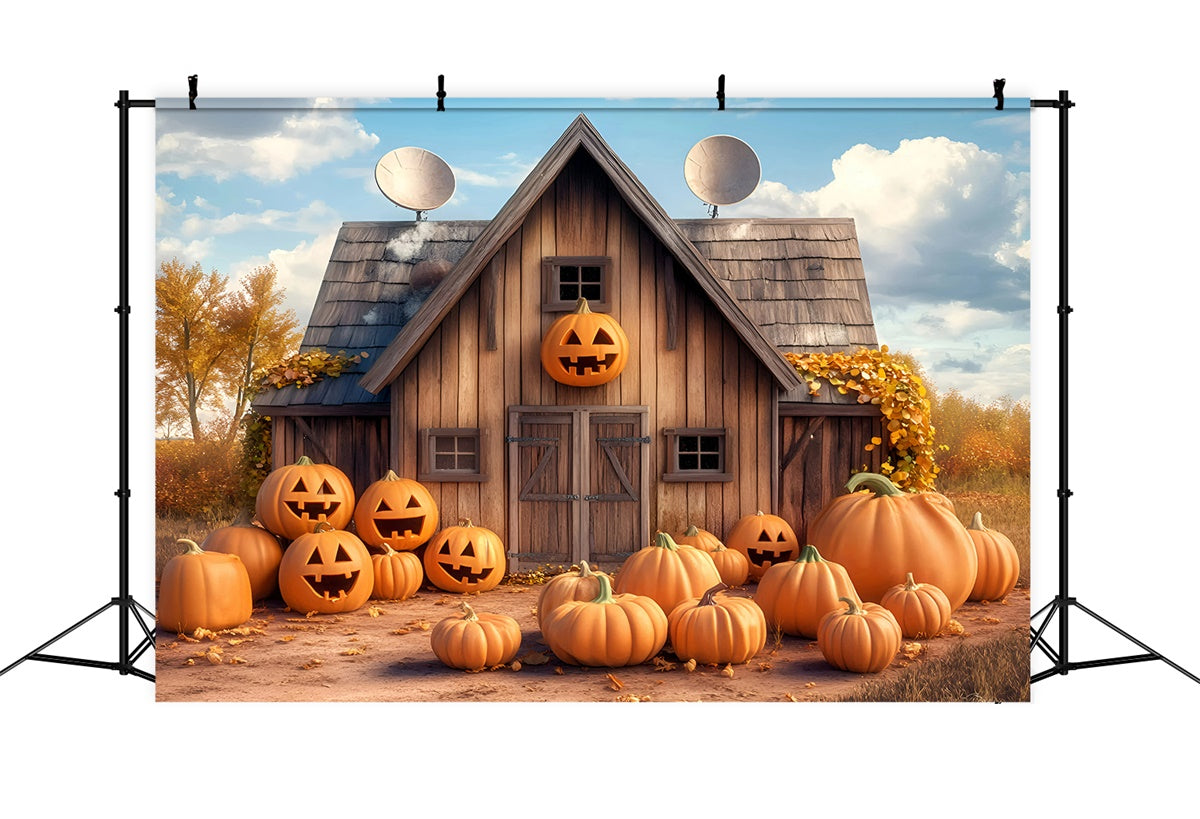Halloween Photo Backdrop Country Pumpkin Farmhouse Backdrop GQ6-226
