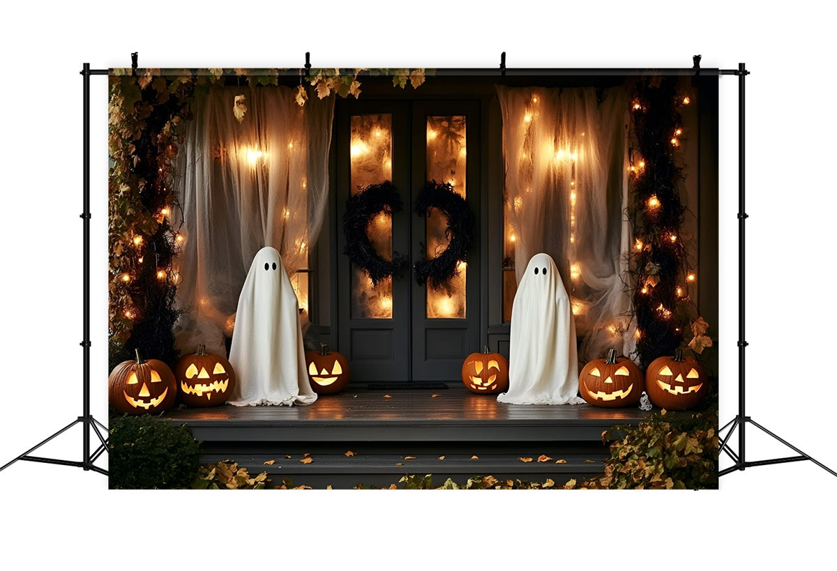 Spooky Halloween Backdrop Ghostly Porch Lantern Backdrop GQ6-230
