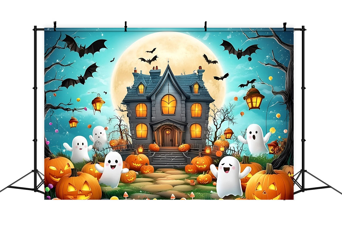 Cute Halloween Backdrop Haunted House Pumpkin Party Backdrop GQ6-231