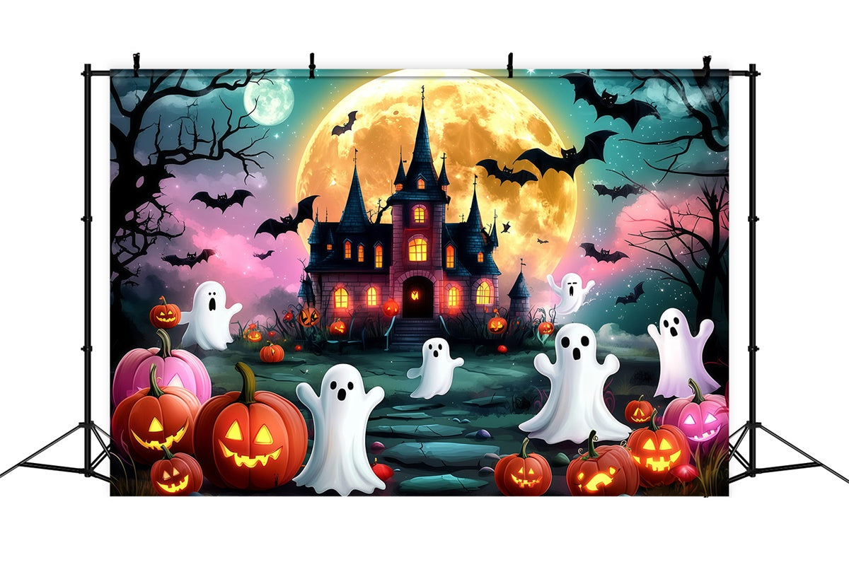 Halloween Moon Backdrop Ghost Parade Haunted Castle Backdrop GQ6-233