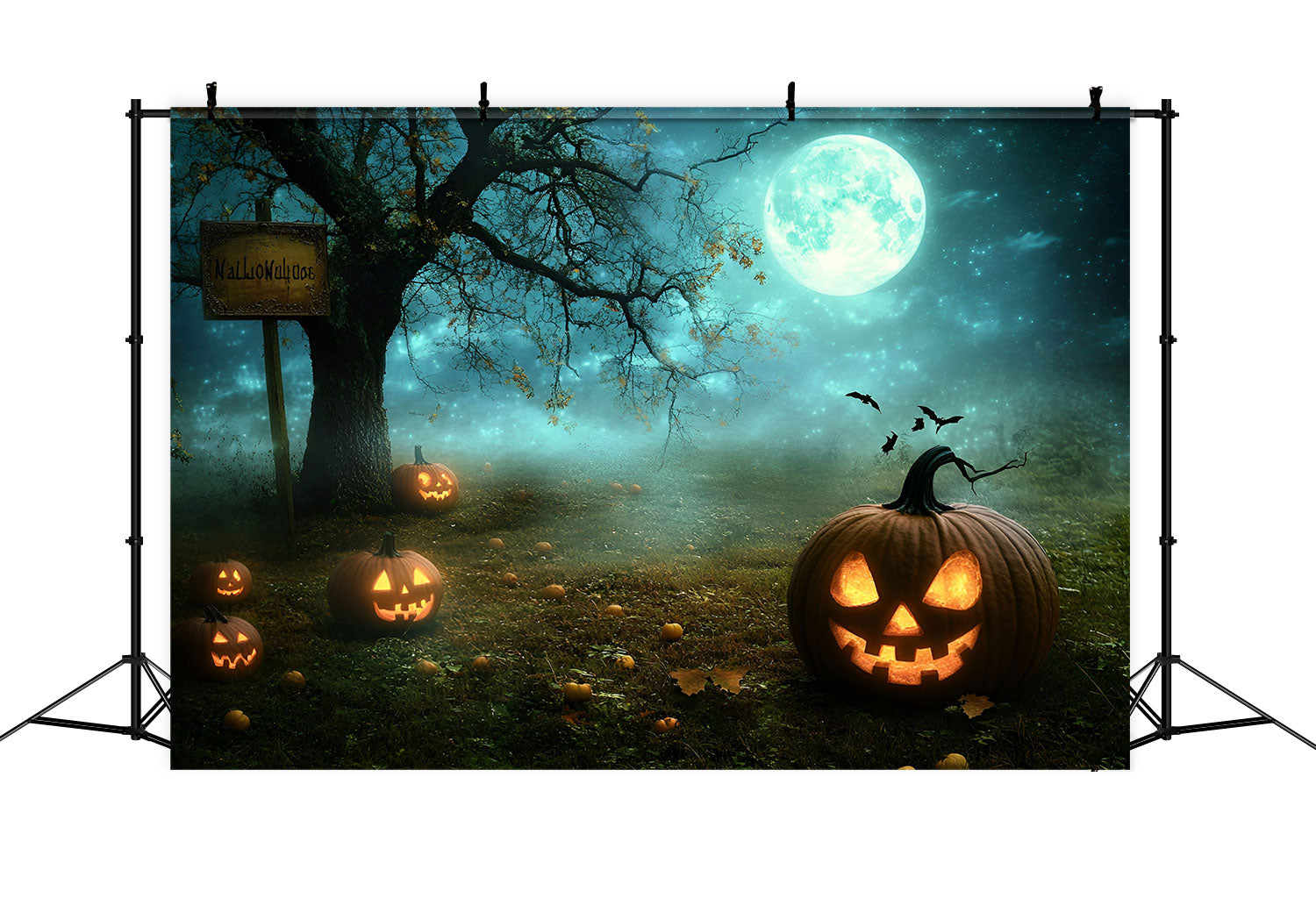 Halloween Photo Backdrops Moonlit Pumpkin Grove Backdrop GQ6-237