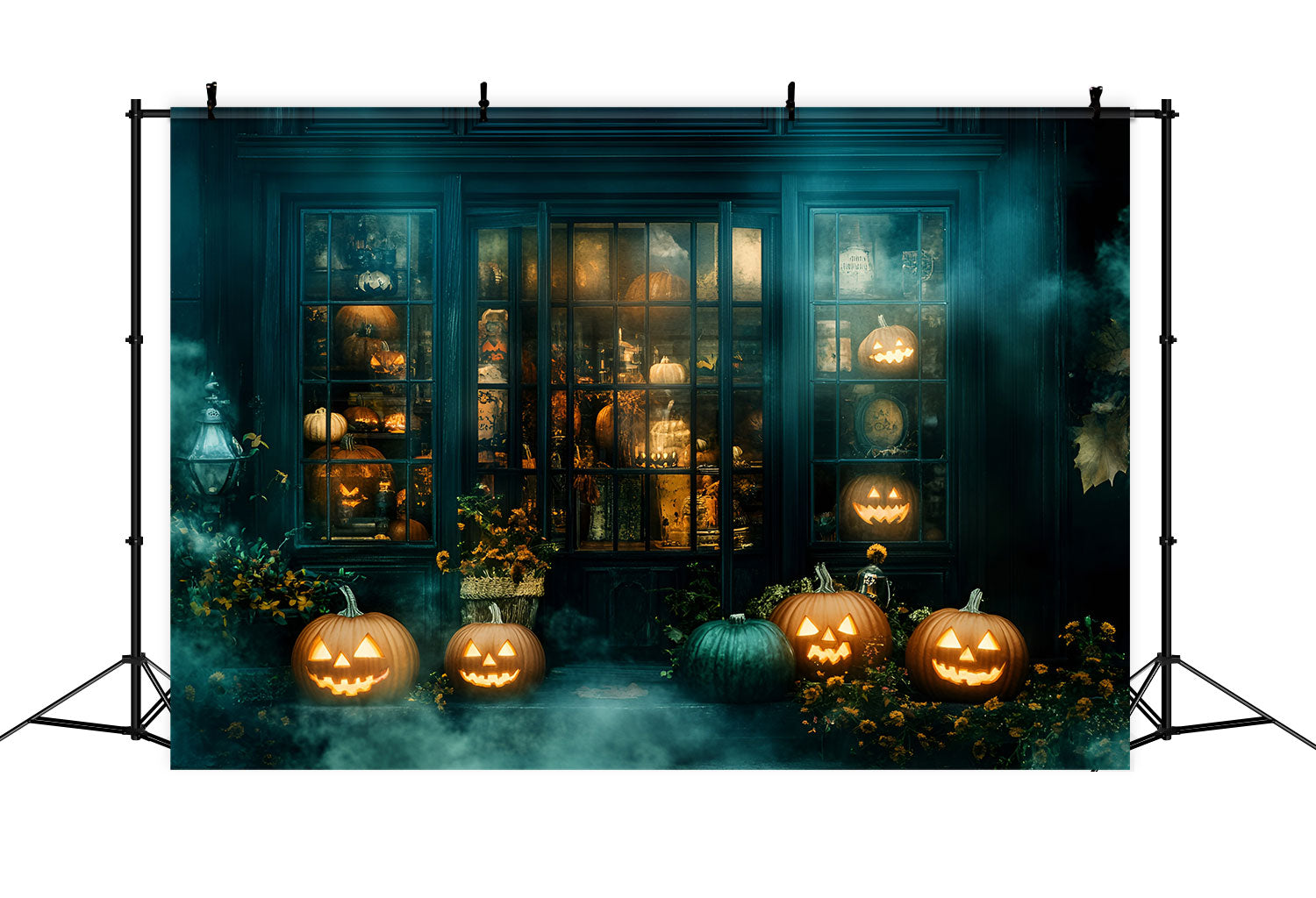 Halloween Backdrop Ideas Ghostly Foggy Store Scene Backdrop GQ6-238