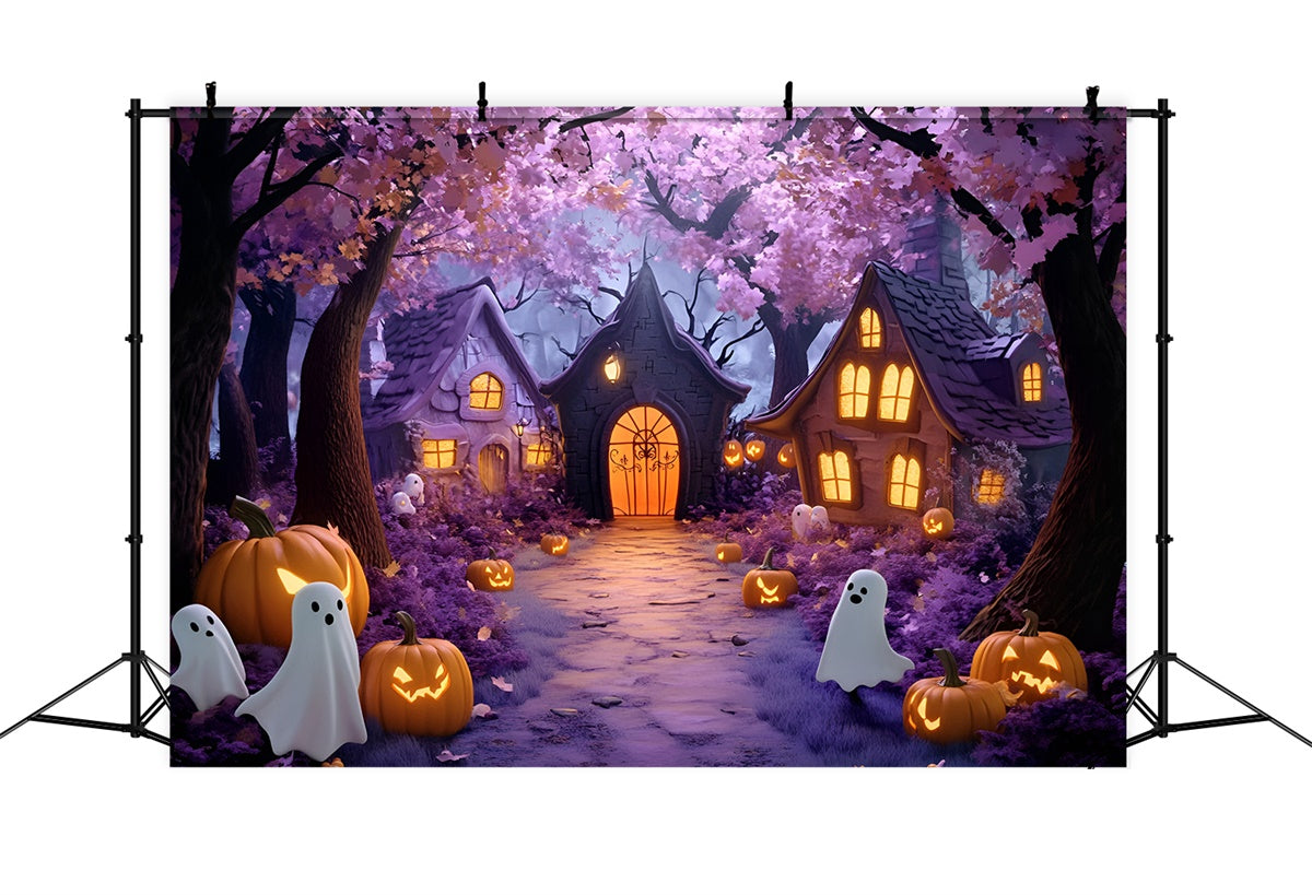 Forest Backdrops Enchanted Ghost Village Halloween Backdrop GQ6-241