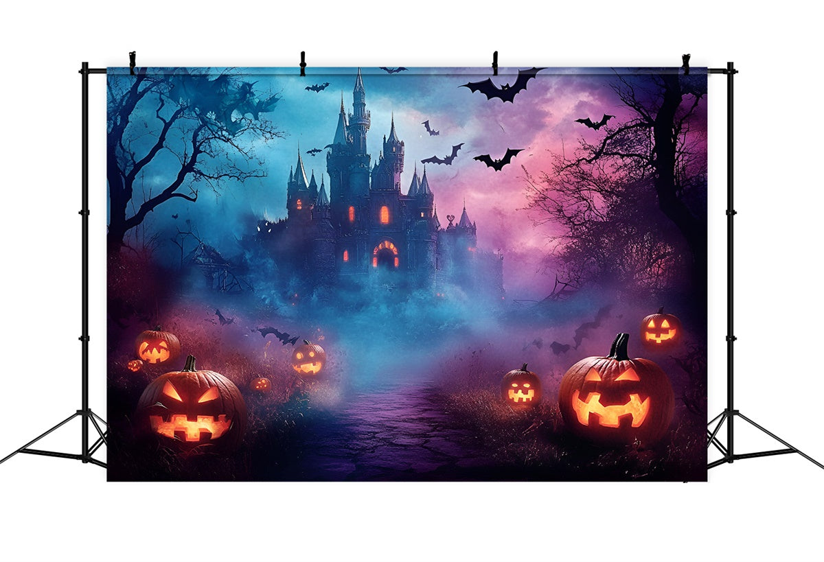 Halloween Picture Backdrop Spooky Misty Castle Night Backdrop GQ6-242