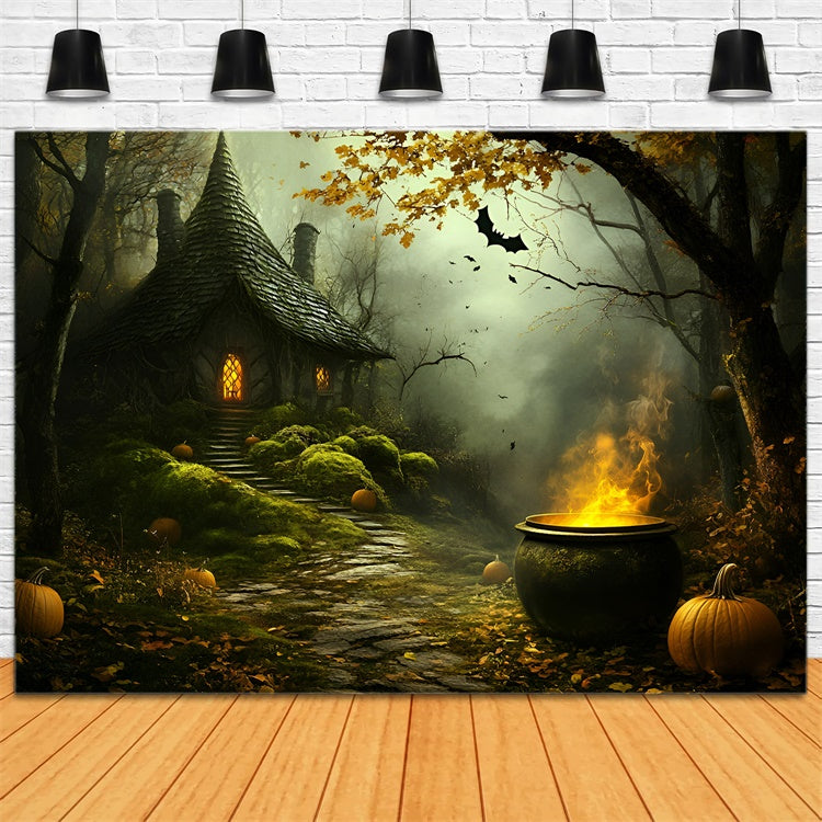 Halloween Backdrop For Photos Haunted Witch Cottage Backdrop GQ6-250
