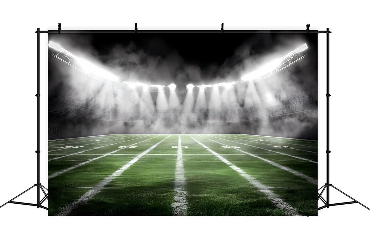 Football Field Backdrop Foggy Gridiron Lights Backdrop GQ6-282